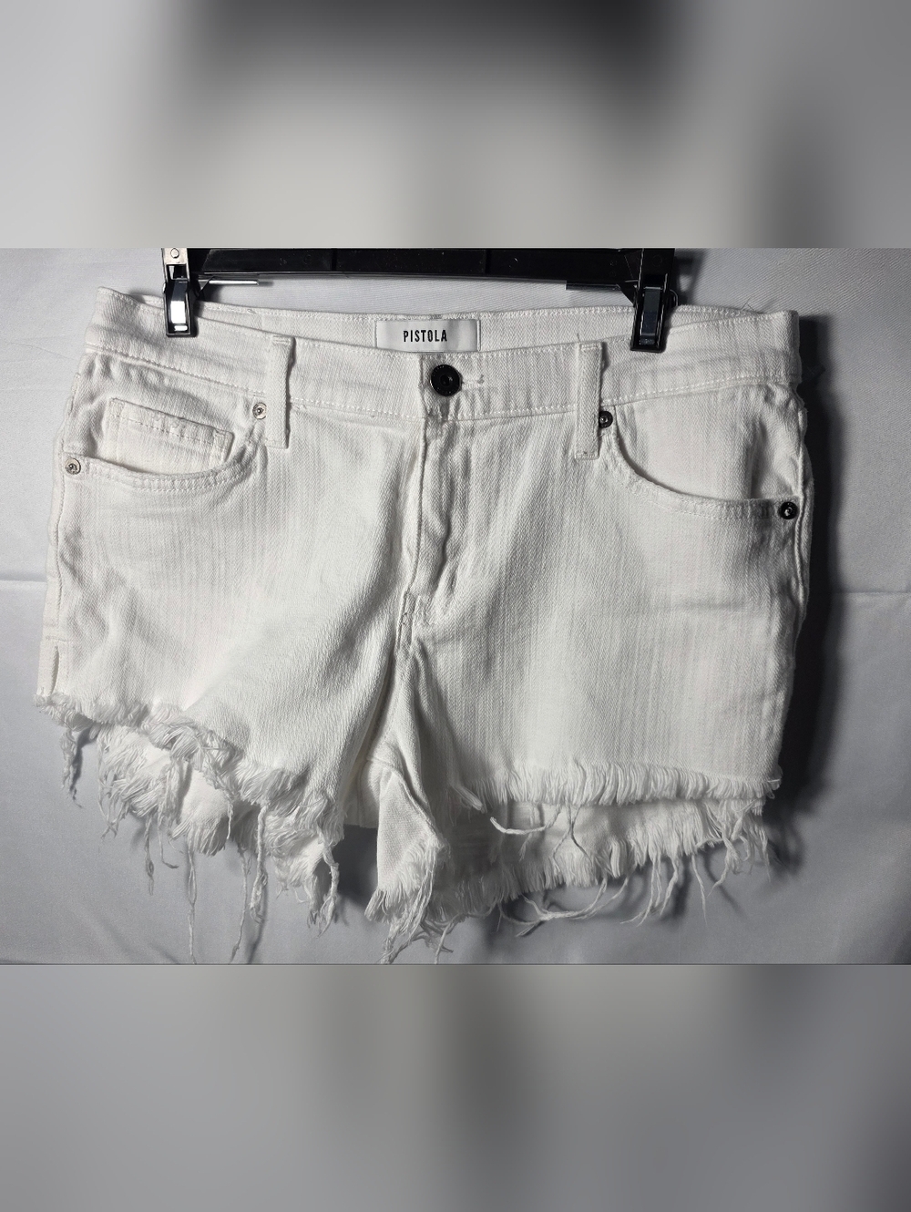 Pistola White Distressed Denim Cutoff Shorts  28 Or Women's 6 Designer Preppy - Picture 2 of 7